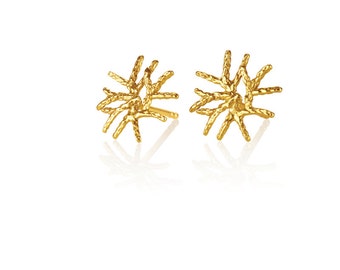 Gold stud earrings 14k, solid gold stud earrings, real gold jewelry, gold post earrings, Star gold earrings