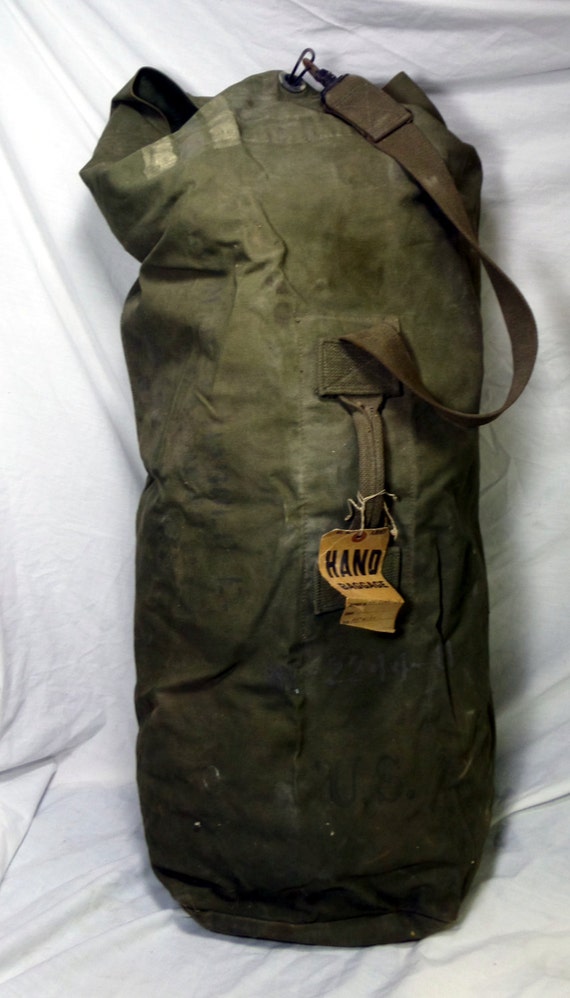 WWII Vintage U.S. Army Duffel Bag With Original Luggage Tag