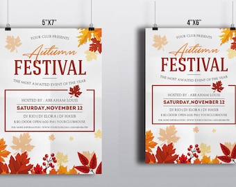 Autumn Festival Flyer Template | Fall Festival Flyer | Photoshop and Elements Template | Instant Download