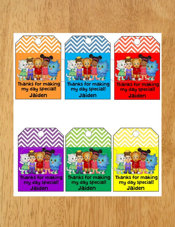 Personalized Daniel Tiger Favor Tags Gift Tags by MunchDoodles