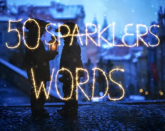 50 Sparklers word overlays, Wedding overlays, Christmas overlays, sparkler overlay, wedding sparklers, sparkler overlays