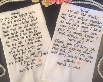 Mother and Father of the Bride Wedding Handkerchief Set