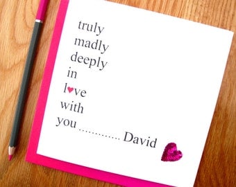 Personalised Valentine's Card For Husband / Wife or  Boyfriend /Girlsfriend