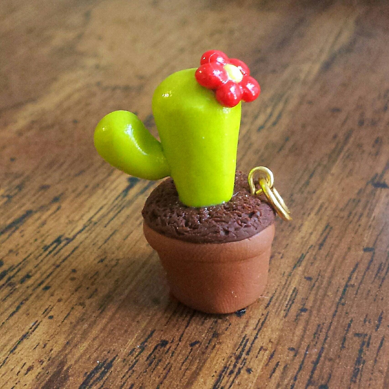 Flower Cactus Charm Polymer Clay