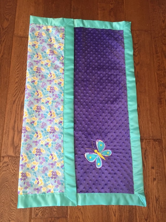 Purple & Teal Minky Butterfly Baby Blanket