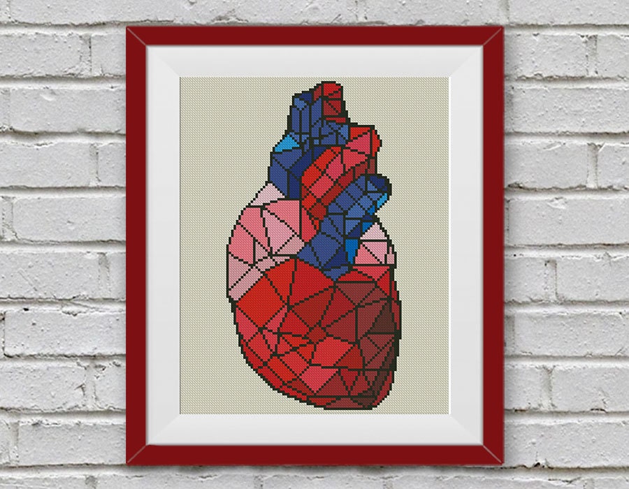 BOGO FREE Geometric Heart Cross Stitch Pattern Human Heart