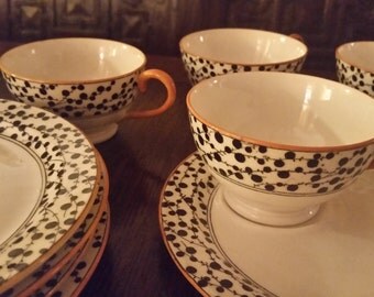 Antique Royal Doulton Porcelain Cup and Saucer Set of 6
