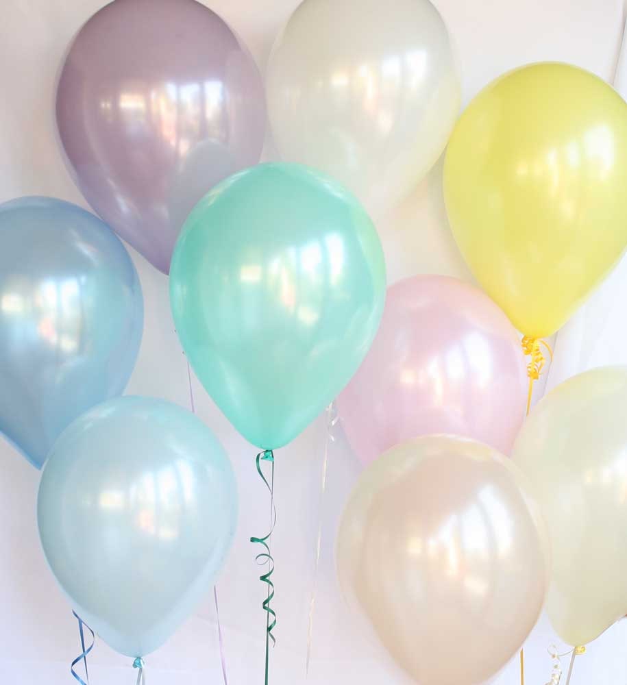 Pastel pearl latex balloons 11 Set of 9. Pastel