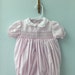 3 month, Vintage Classic Baby Clothes, Precious Pale Pink Bubble Romper, Smocked with Floral Design