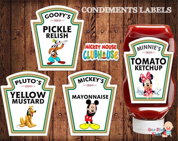 Disney Mickey Clubhouse Condiment Labels Ketchup by onestopkids