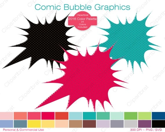 SUPERHERO BUBBLE Clipart Commercial Use Clipart Comic Callout