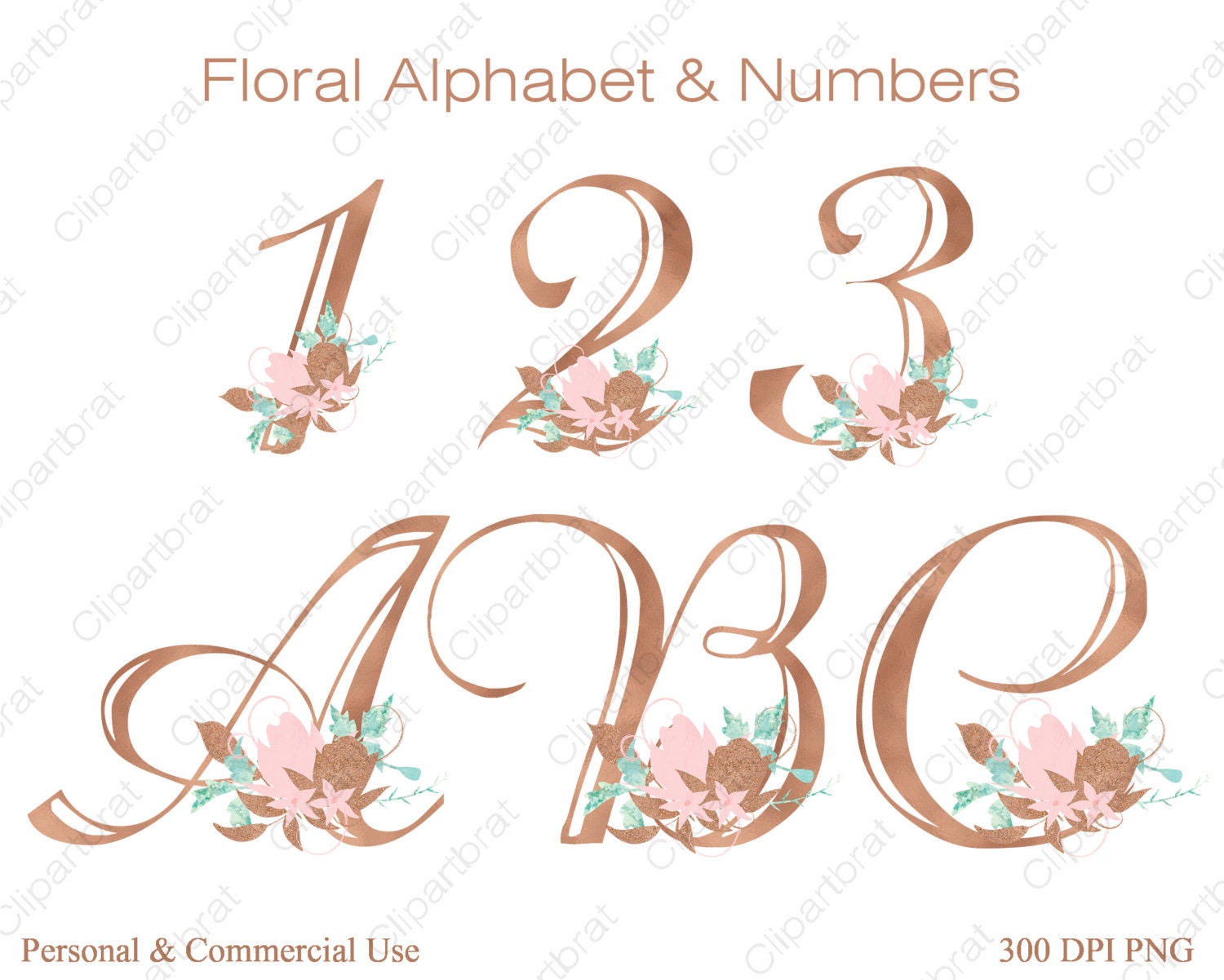 rose gold alphabet clipart commercial use clipart wedding