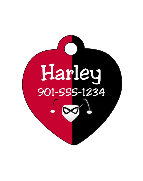 Harley Quinn Custom Pet Id Tag for Dogs and Cats w/ Name and