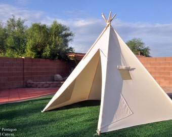 8' Saguaro XL Canvas Kids Teepee, Kids Play Tent, Childrens Play House, Tipi,Kids Room Decor