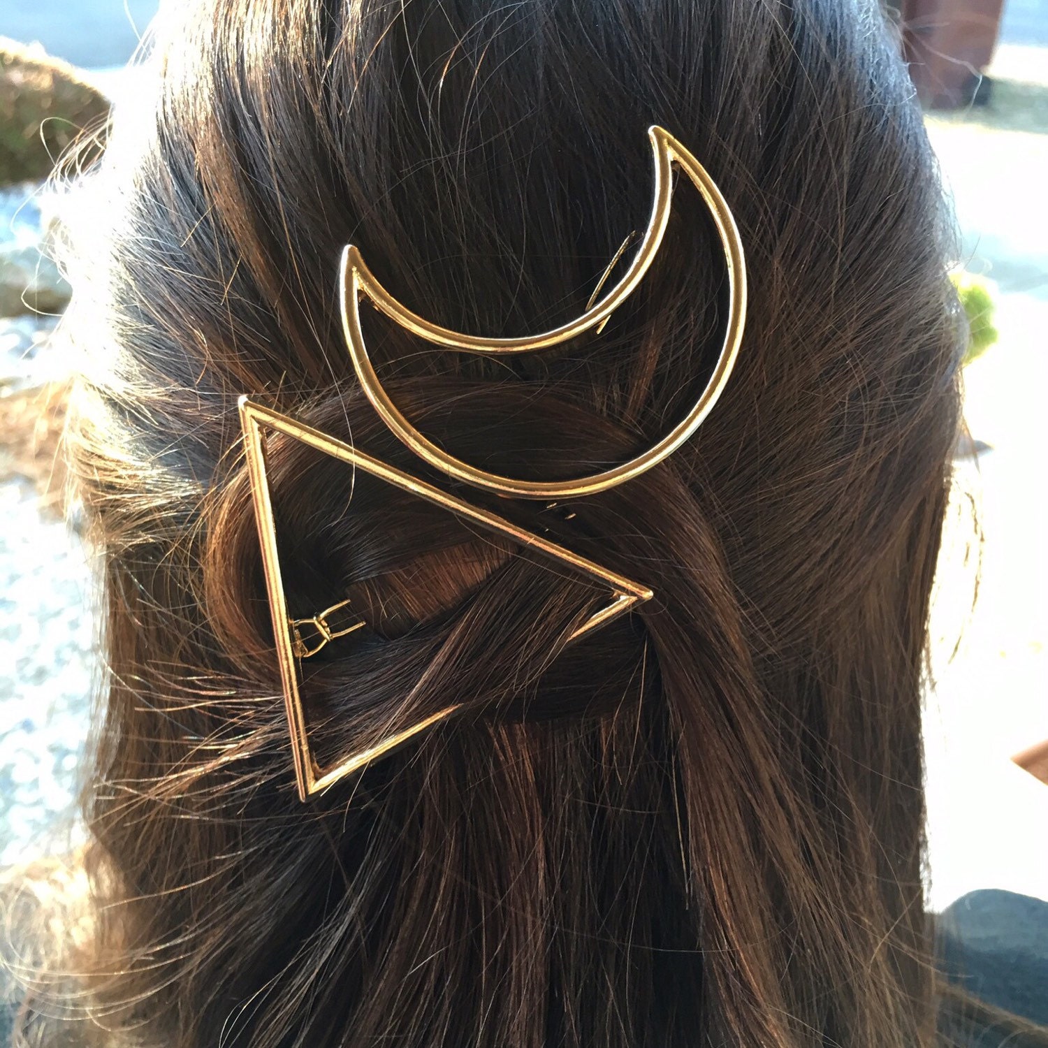 Boho Crescent Moon or Triangle Hair Clip Hair accessorie
