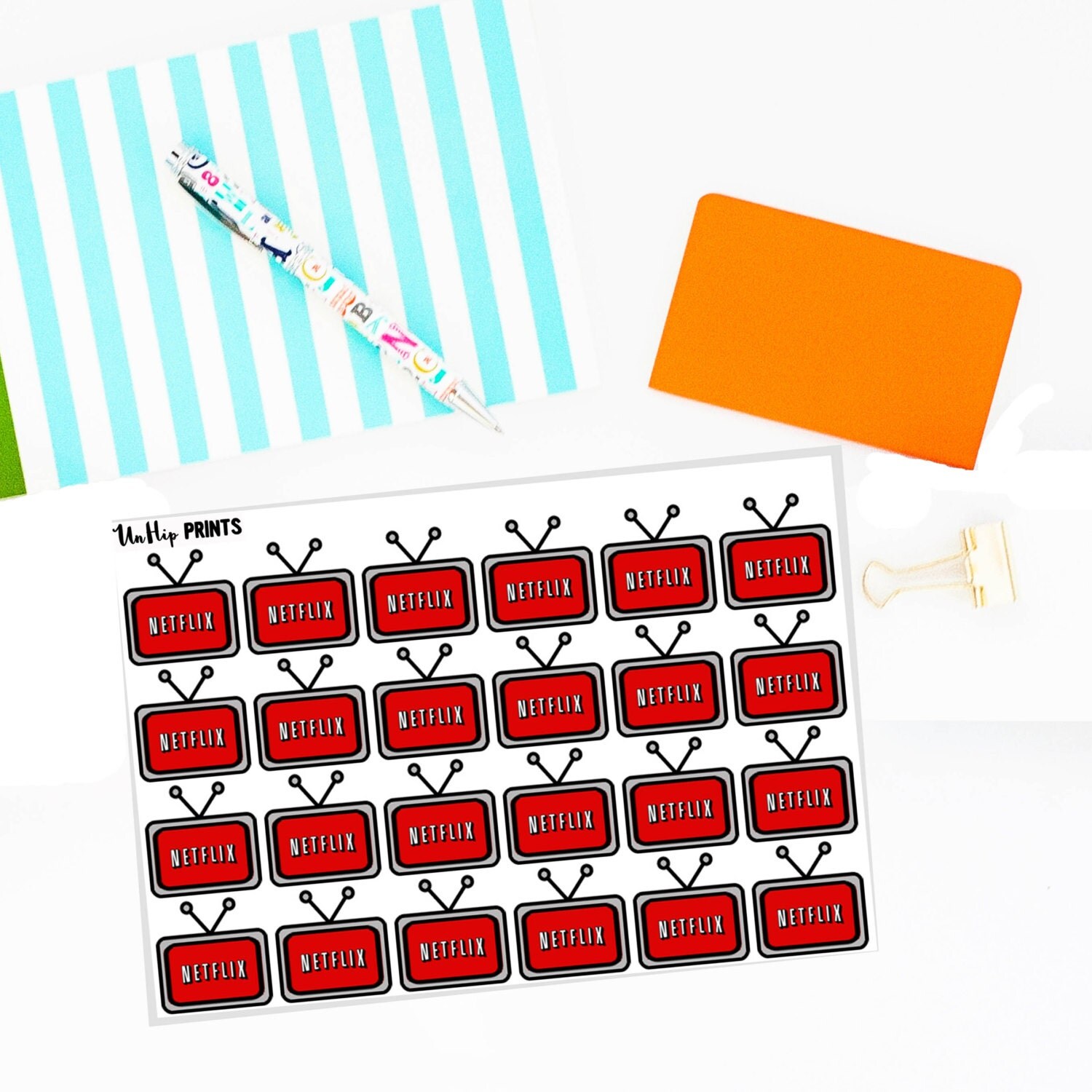 Netflix Stickers Movie Night Stickers Date Night by UnHipPrints