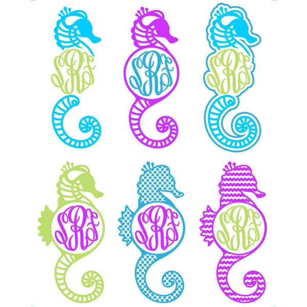 Download Seahorse Sea Horse Monogram Cuttable Design SVG DXF EPS use