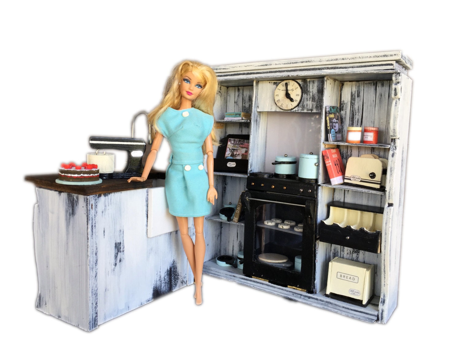 MiniMolly Dollhouse  Furniture Barbie  Size Kitchen  Set  French