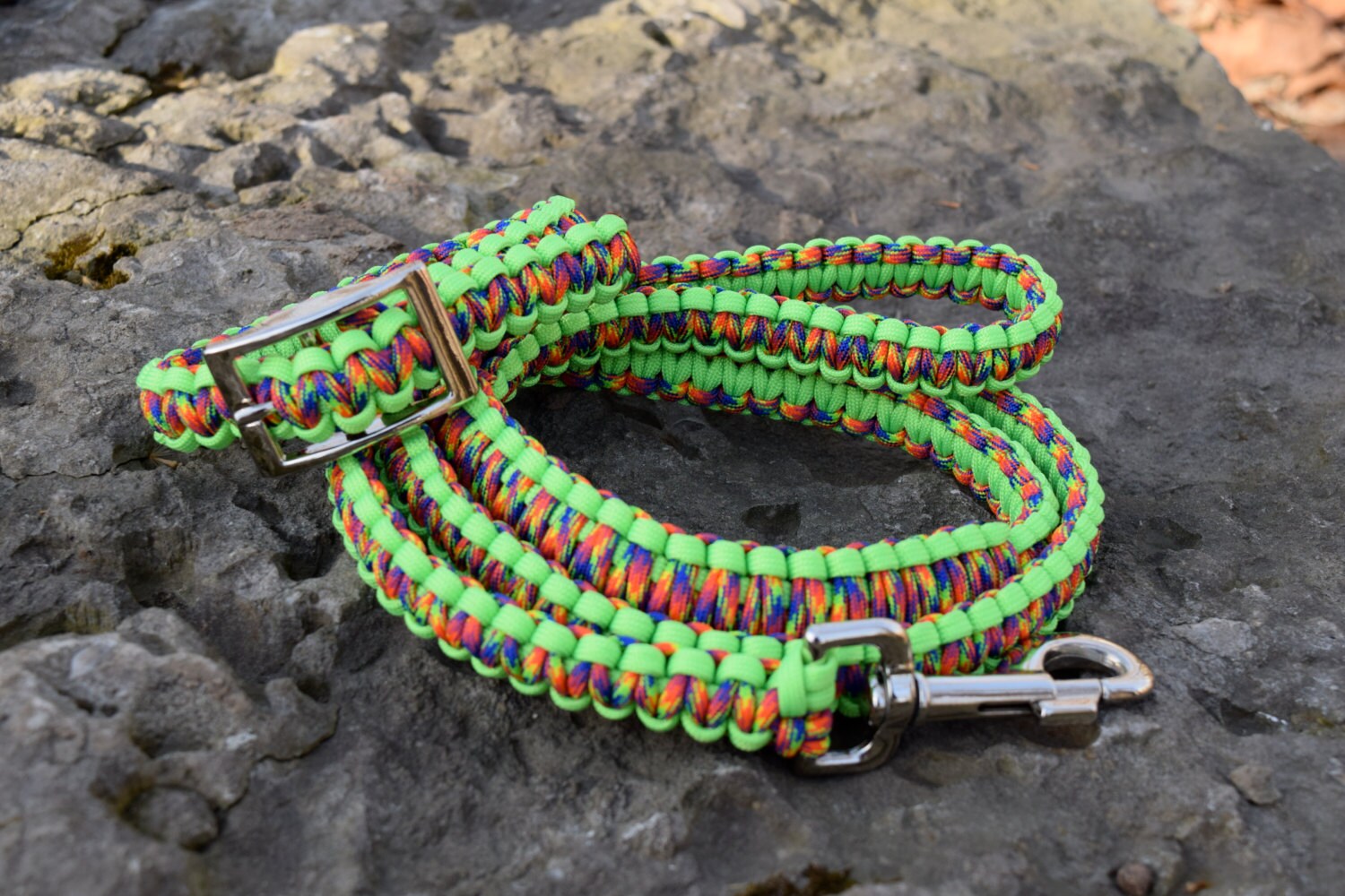 Paracord Dog Collar and Leash Set in Lime Green and