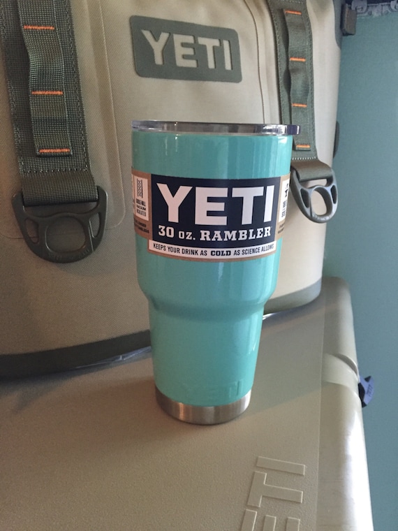 30oz Yeti Rambler Powder Coat Light Teal Blue by TZKreations
