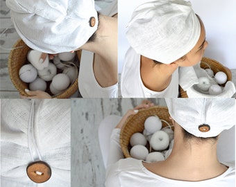 Linen hair towel - Pure linen hair turban - White woman bath turban - Natural linen sauna / spa / shower / bath turban - Treat yourself !