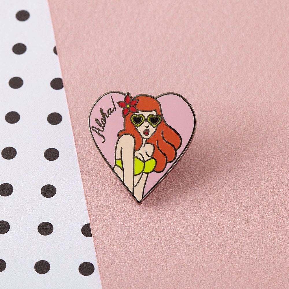 Aloha Girl Enamel Pin with clutch back // lapel pins by Punkypins