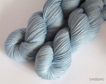 Darjeeling sock yarn in Summer skies colourway, dto, extrafine superwash Australian merino and nylon, fingering/4ply hand dyed, 100gm skeins