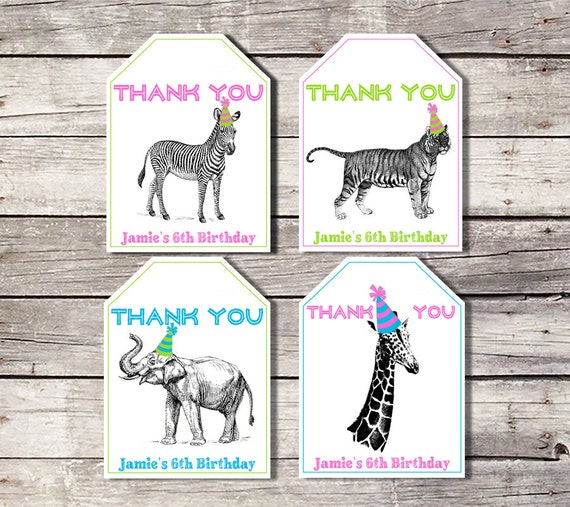 Zoo Animal Favor Tags Favor Tags Party Animal Tags Zoo