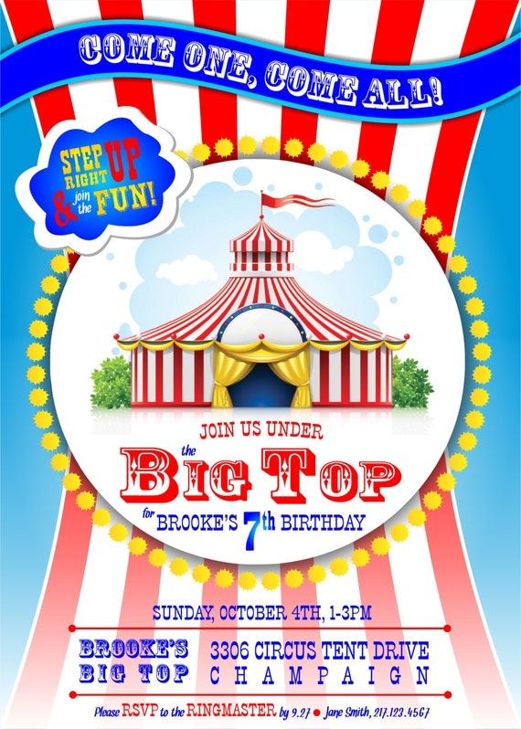Under the Big Top customizable Circus themed Birthday