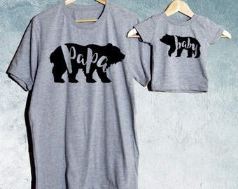 Papa Bear & Baby Bear T-shirt Set of 2, Daddy crew-Neck T-shirt, Baby T-shirts/ Baby shower gift