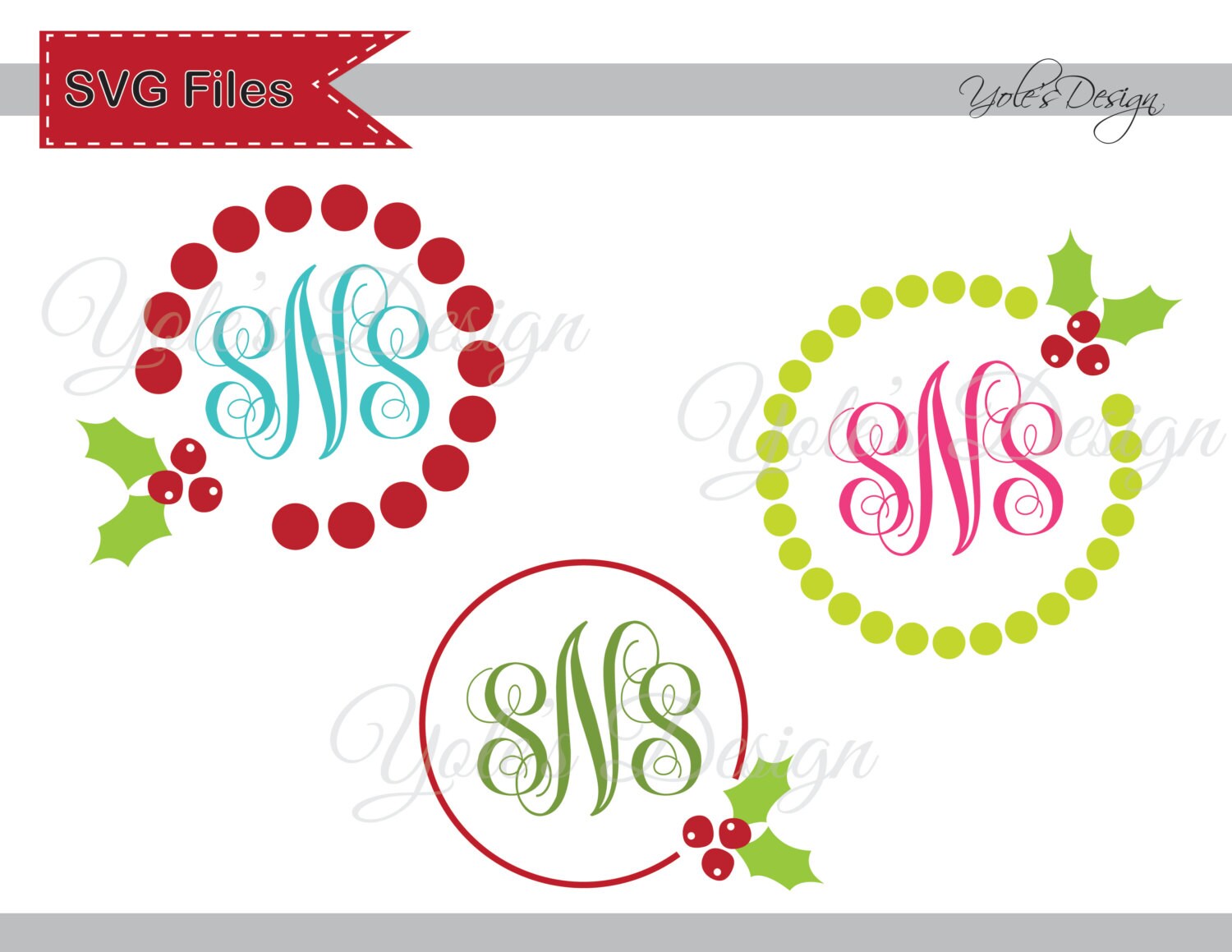 Christmas Ornament Instant Download Monogram Font by YoleDesign