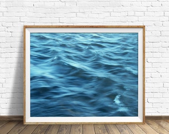 abstract wall art, water, waves, blue, instant download printable art, large art, large wall art, printable art, wall art - "Shades of Blue"