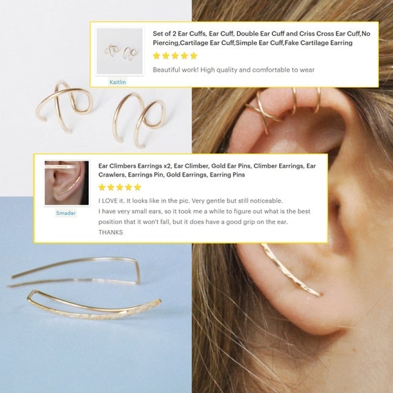 Set of 3 Ear Climber Ear Cuff Double Ear Cuff Earring
