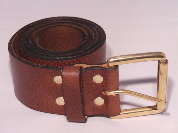 2 Inch wide Leather Jean Belt for Sale with Solid Brass