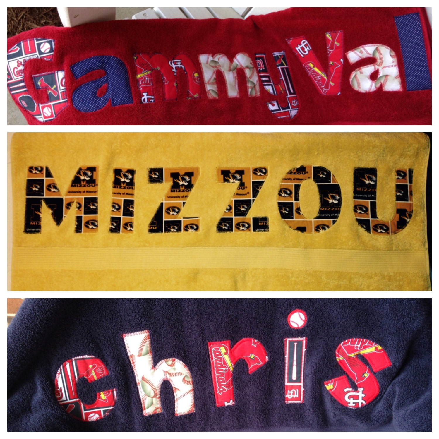 Beach Towels Personalized in sports team or school colors.