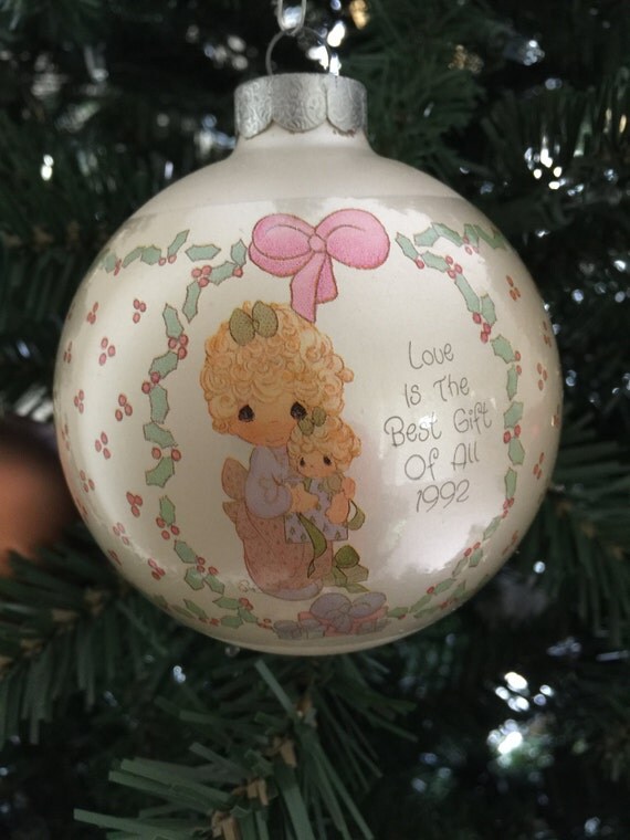 Precious Moments Glass Ornament 1992 Love is the Best Gift of