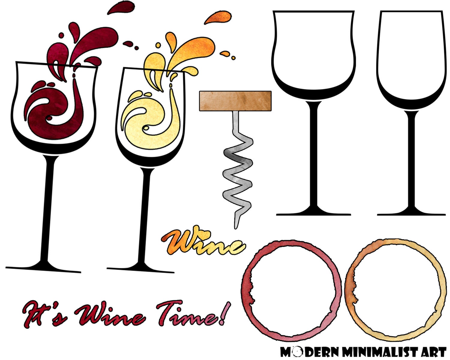9 PNGS Wine Clip art Watercolor Clipart Watercolor Wine