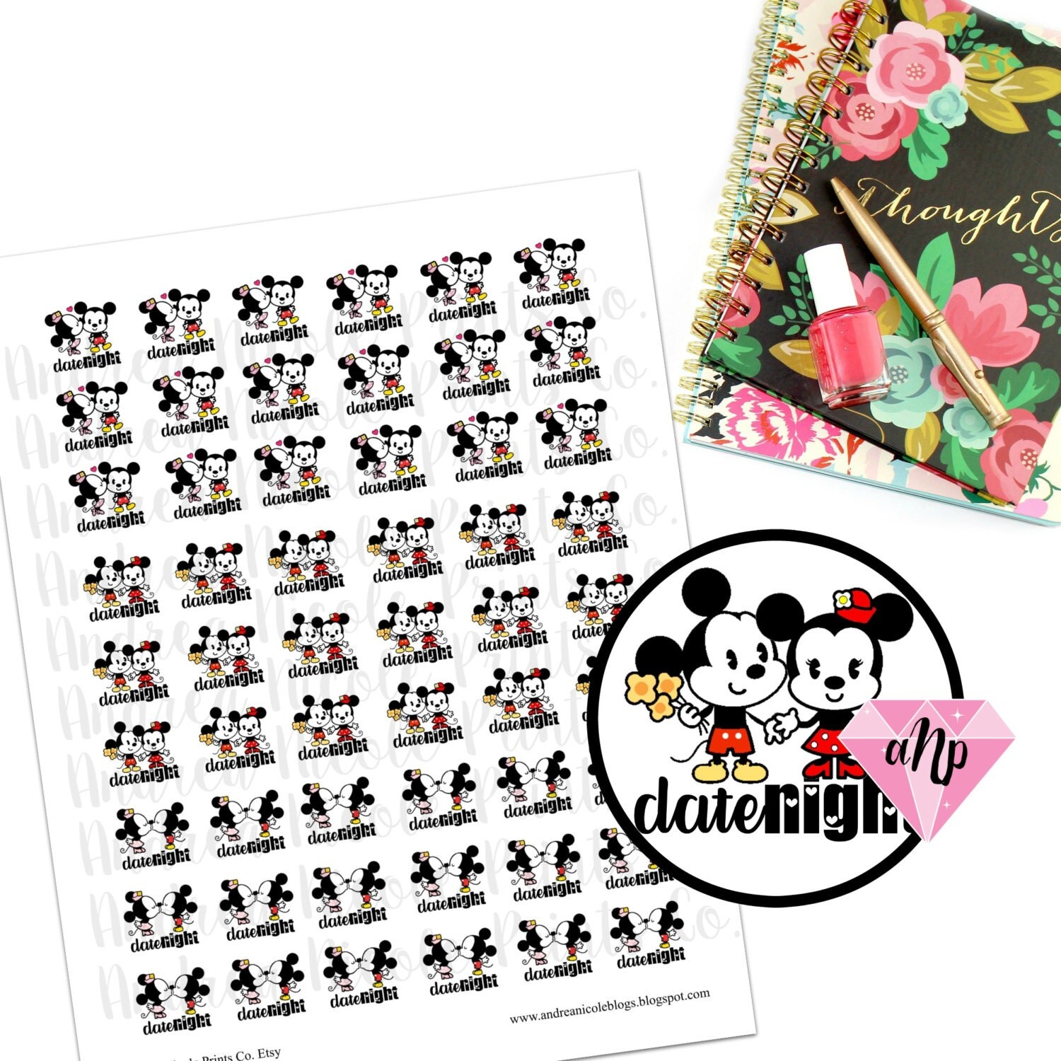 Printable Mickey Mouse Minnie Mouse Date Night Planner