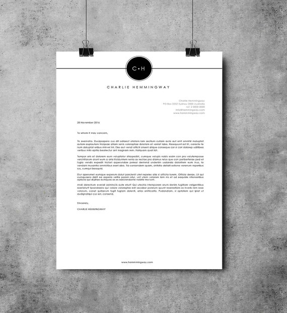 Hemmingway letterhead design by EmandCoDesign on Etsy