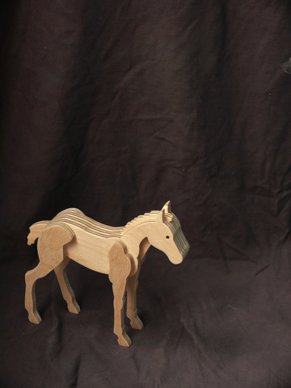 Wooden horse Wooden toys Horse figurine Horse foal toys