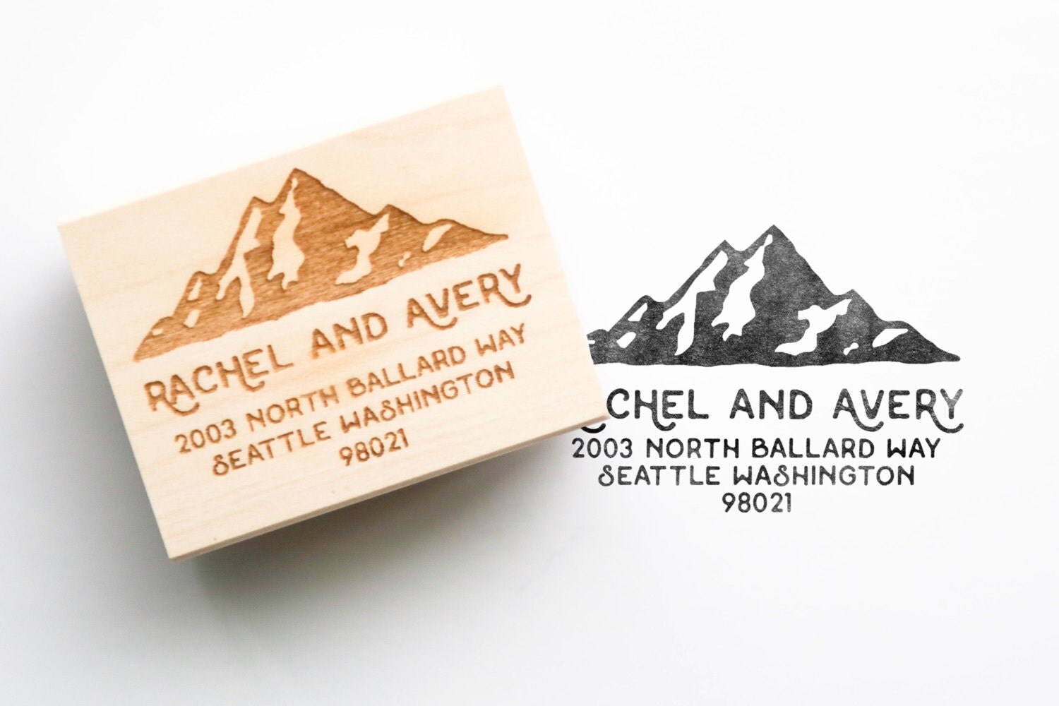 Rustic Mountain Address Stamp Personalized Address Stamp