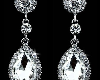 Silver Bridal Earrings Silver Wedding Earrings Silver Wedding Jewelry Silver Bridesmaids Earrings Bridal Jewelry Bridal Silver Earrings