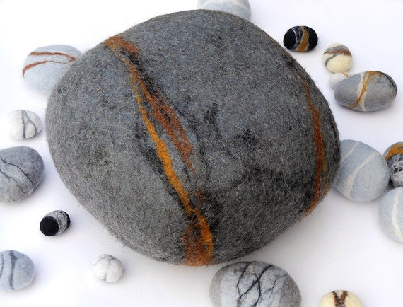 Pebble rock pillow eco friendly gift home decor by WildWayGifts