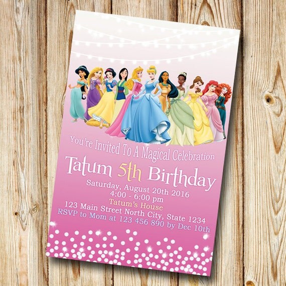 Princess Invitation Disney Princess Birthday by BOLODEWEPIXELS