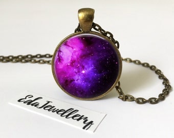 Nebula Pendant, Purple and Blue Space Jewellery