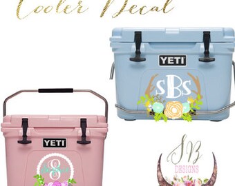 YETI Cooler Decal Skin | Personalized Floral Monogram Decal | YETI Monogram Sticker | YETI Decal