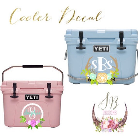 YETI Cooler Decal Skin Personalized Floral Monogram Decal