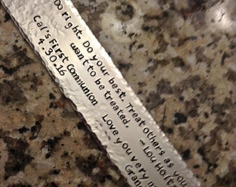 Custom Metal Stamped Bookmark; Personalized Bookmark; Metal Bookmark; Custom Bookmark; Stamped Bookmark; Gift Idea for Anyone; Communion