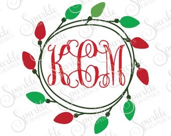 Christmas Light Monogram Frame Christmas X-Mas Christmas SVG Christmas Monogram Svg Dxf Eps Png Silhouette Cricut Cut File Commercial Use