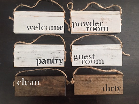 SET of 4- Distressed Vintage/ Rustic Farmhouse Door Hanger, Door Knob Wood Signs. Pick yoir favortie 4 Sayings.